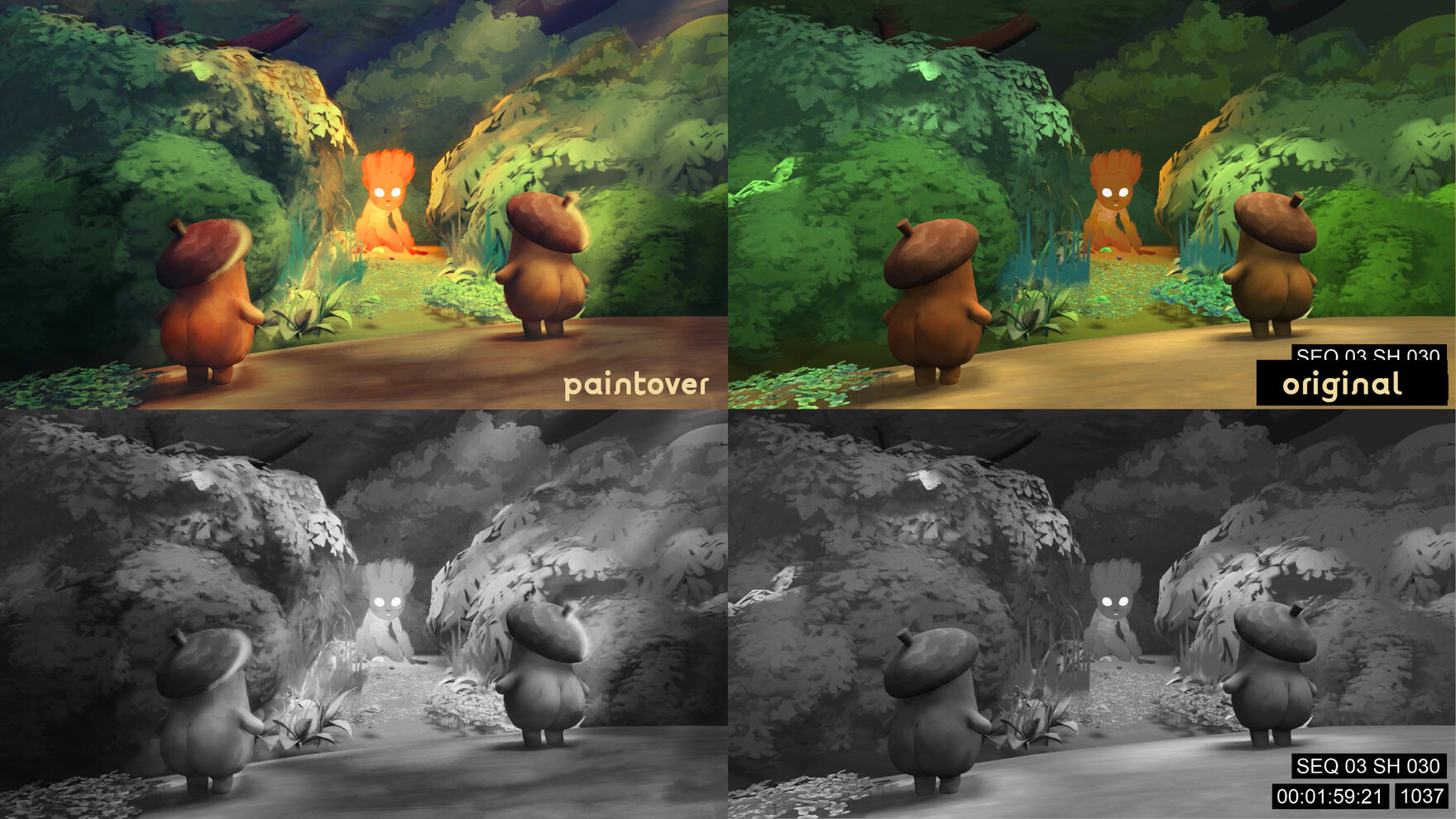3D scene lighting/set paintover - models & layout by Ollie Yao